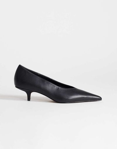 Topshop Topshop Avril kitten heel mid pumps in black