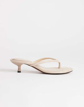Topshop Topshop Axel flip flop mid heel sandals in camel-Neutral