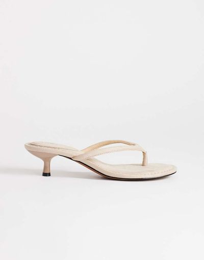 Topshop Topshop Axel flip flop mid heel sandals in camel-Neutral