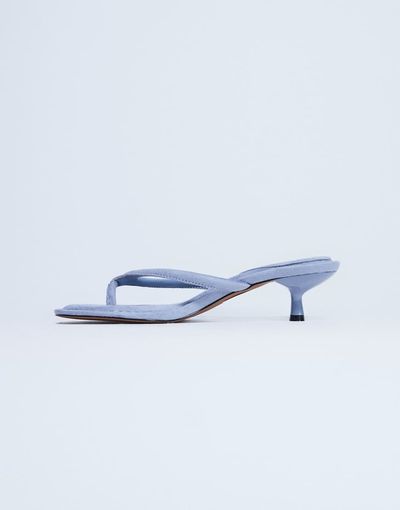 Topshop Topshop Axel toe thong mid heel sandals in cornflower blue