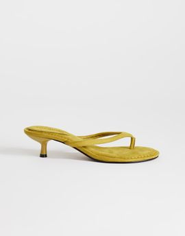 Topshop Topshop Axel toe thong mid heel sandals in olive-Green