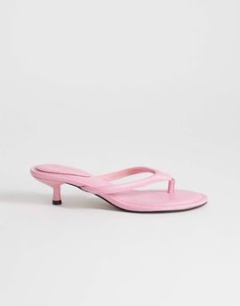 Topshop Topshop Axel toe thong mid heel sandals in pink