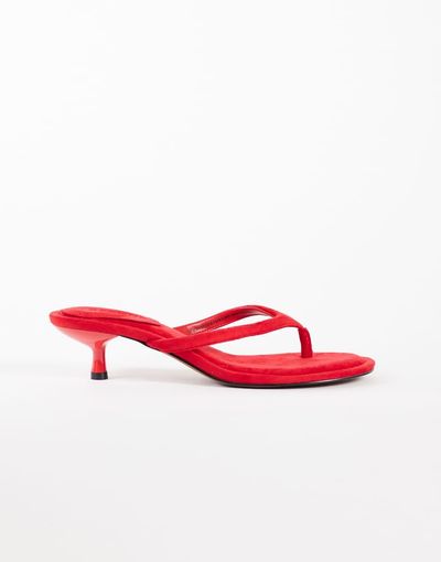 Topshop Topshop Axel toe thong mid heel sandals in red
