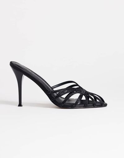 Topshop Topshop Azelia heeled sandals with gems in black satin