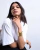 Topshop Topshop Bala stainless steel hammered cuff bracelet in gold tone - 2