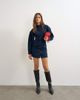 Topshop Topshop balloon sleeve mock neck mini dress in blue denim - 1