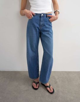 Topshop Topshop Barrel high rise jeans in rich blue