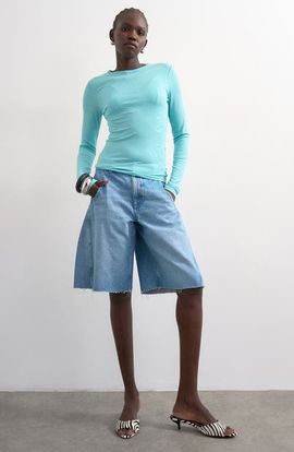 Topshop Topshop Barrel Leg Denim Bermuda Shorts