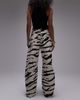 Topshop Topshop barrel leg mid rise jeans in zebra print-Multi - 2