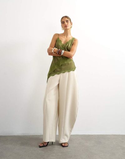 Topshop Topshop barrel leg pants in ecru - part of a set-Neutral