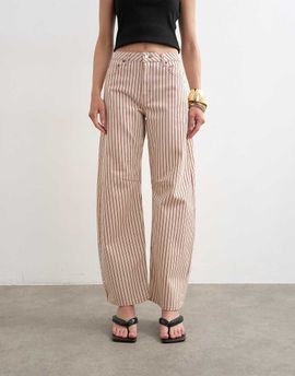 Topshop Topshop Barrel mid rise jeans in red stripe
