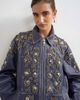 Topshop Topshop beaded real leather jacket in blue - 3