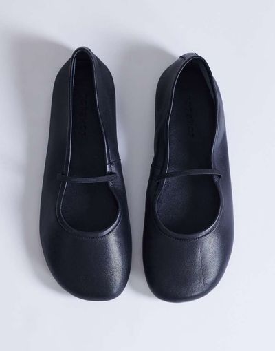 Topshop Topshop Bella leather round toe ballet flats in black