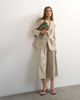 Topshop Topshop belted pleated cropped wide leg pants in beige-Neutral - 1