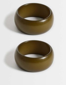 Topshop Topshop Beth 2pk chunky bangle in khaki-Green