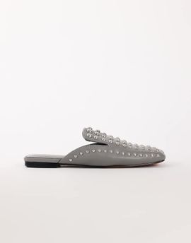 Topshop Topshop Bianca studded flat shoe in gray