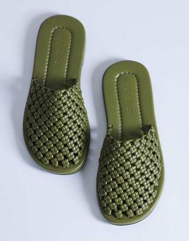 Topshop Topshop Bibi woven mules in olive-Green
