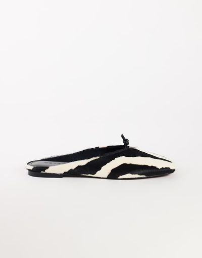 Topshop Topshop Blythe knotted flat mules in zebra print hair on real leather-Multi