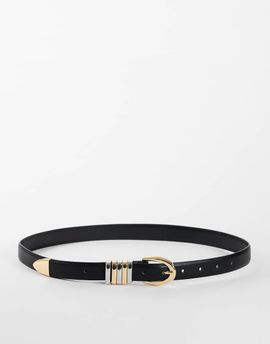 Topshop Topshop Bobbi faux leather multi keeper belt in black