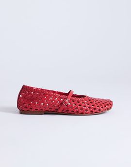 Topshop Topshop Bobbi leather woven ballet flats in red