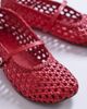 Topshop Topshop Bobbi leather woven ballet flats in red - 3