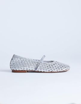 Topshop Topshop Bobbi leather woven ballet flats in silver