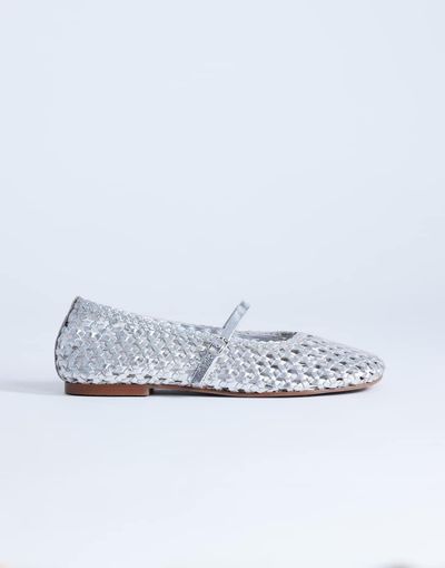Topshop Topshop Bobbi leather woven ballet flats in silver