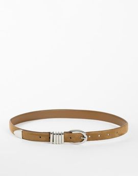 Topshop Topshop Bobbi suedette multi keeper belt in sand-NEUTRAL