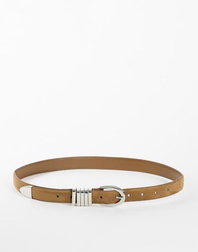 Topshop Topshop Bobbi suedette multi keeper belt in sand-NEUTRAL
