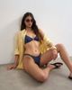 Topshop Topshop Bordeaux cheeky high leg bikini bottoms in navy and silver tone - 1