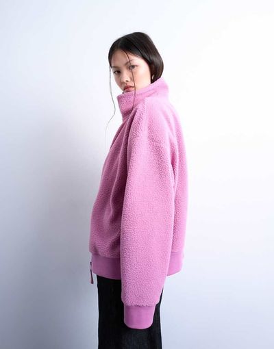 Topshop Topshop borg funnel zip through in pink