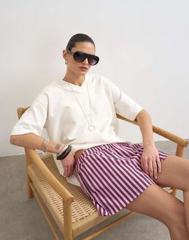 Topshop Topshop boxer shorts in pink and purple stripes