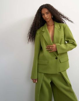 Topshop Topshop boxy boyfriend blazer in olive-Green
