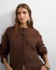 Topshop Topshop boxy deep rib knit cardigan in pecan-Neutral - 1