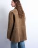 Topshop Topshop boxy mid length high break faux suede jacket in brown - 4