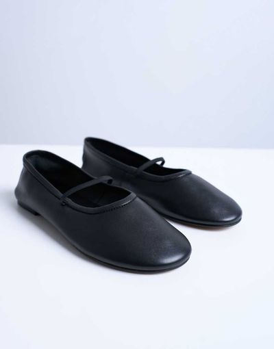 Topshop Topshop Brad leather ballerina flats with elastic strap in black