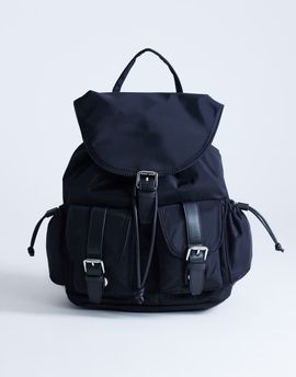 Topshop Topshop Bradley large nylon & PU backpack with pockets in black