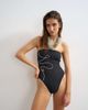 Topshop Topshop Brisbane strapless one-piece swimsuit in black abstract print - 1