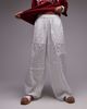 Topshop Topshop broderie straight leg pants in white - 3