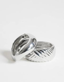 Topshop Topshop Brooklyn 2pk bangles in silver