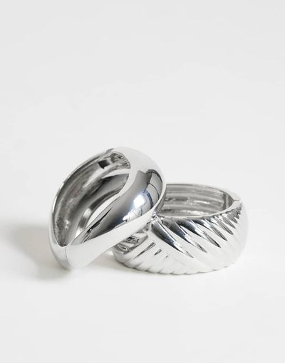Topshop Topshop Brooklyn 2pk bangles in silver