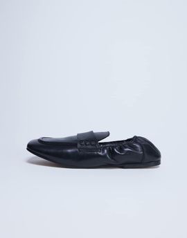 Topshop Topshop Brooks ruched back real leather loafers in black