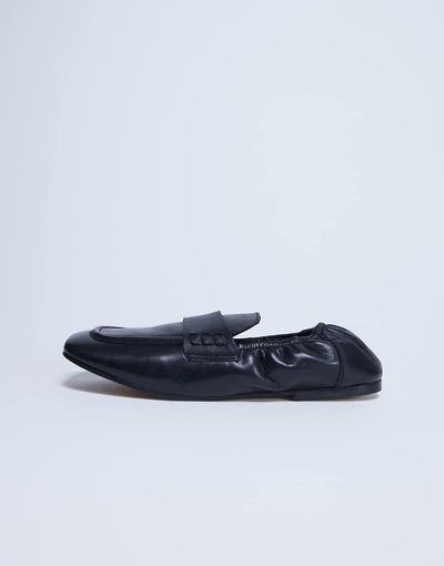 Topshop Topshop Brooks ruched back real leather loafers in black