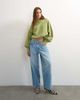 Topshop Topshop bubble hem sweatshirt in washed sage-Green - 3