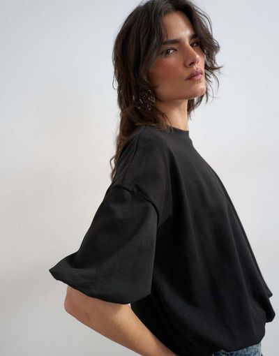 Topshop Topshop bubble hem tee in black