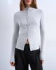 Topshop Topshop button down long sleeve cardigan top in gray - 1