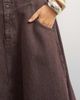 Topshop Topshop button front barrel cut maxi skirt in chocolate-Brown - 4