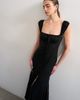 Topshop Topshop button front cap sleeve maxi sundress in black - 3