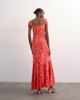 Topshop Topshop button front cap sleeve maxi sundress in red ditsy floral - 2