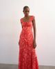 Topshop Topshop button front cap sleeve maxi sundress in red ditsy floral - 4